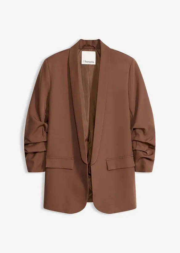 Blazer mit Raffung in braun von vorne - bonprix Blazer mit Raffung in braun von vorne - bonprix