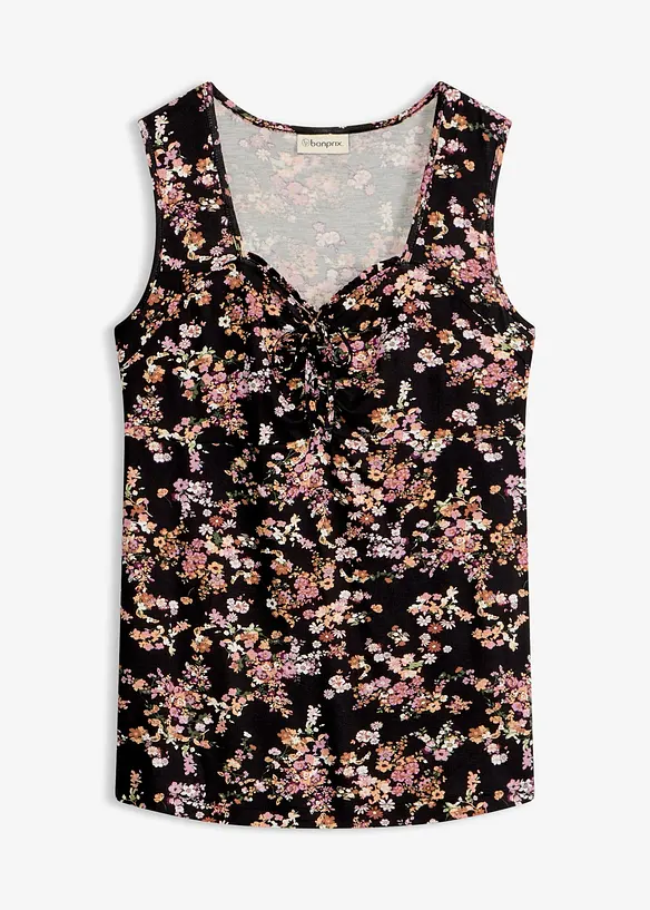 Top aus softem Viskose-Mix in schwarz von vorne - bonprix