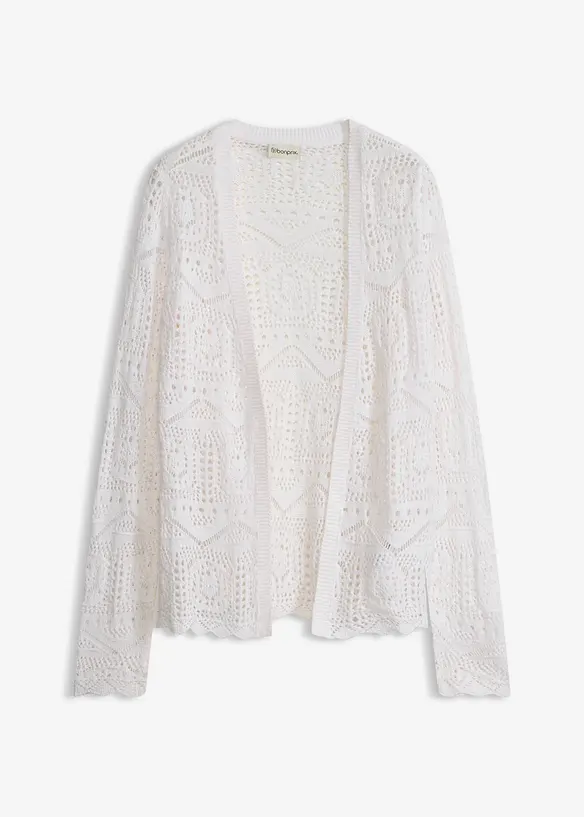 Ajour-Strickjacke in weiß von vorne - bonprix Ajour-Strickjacke in weiß von vorne - bonprix