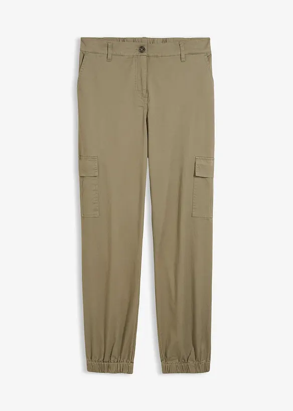 Cargohose aus Baumwoll-Stretch in grün von vorne - bonprix Cargohose aus Baumwoll-Stretch in grün von vorne - bonprix