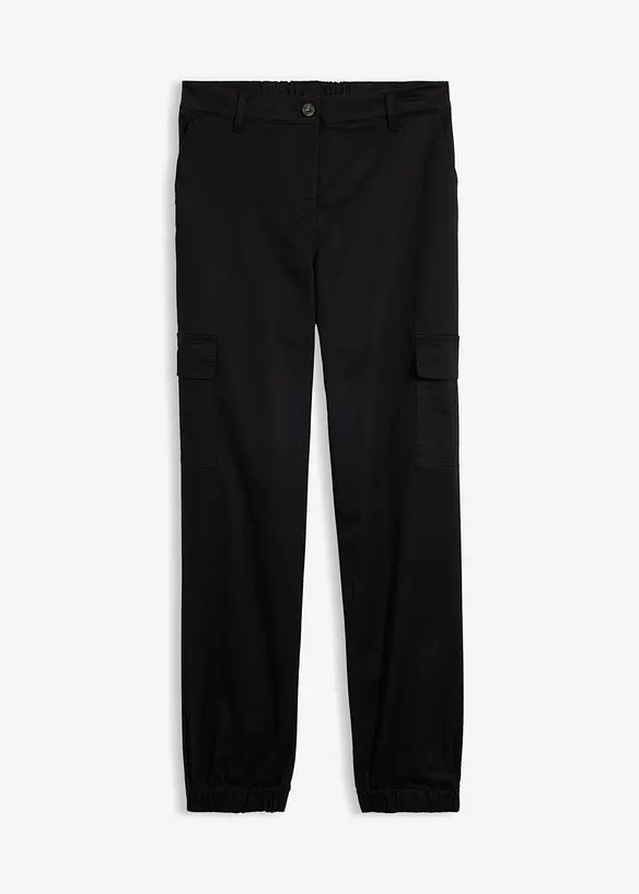 Cargohose aus Baumwoll-Stretch in schwarz von vorne - bonprix Cargohose aus Baumwoll-Stretch in schwarz von vorne - bonprix
