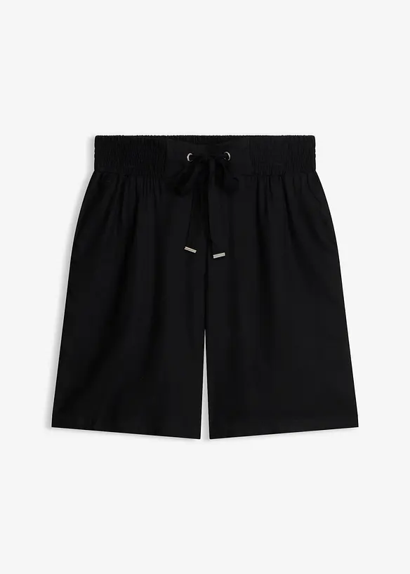 Bermuda aus Viskose mit Bindegürtel in schwarz von vorne - bonprix Bermuda aus Viskose mit Bindegürtel in schwarz von vorne - bonprix