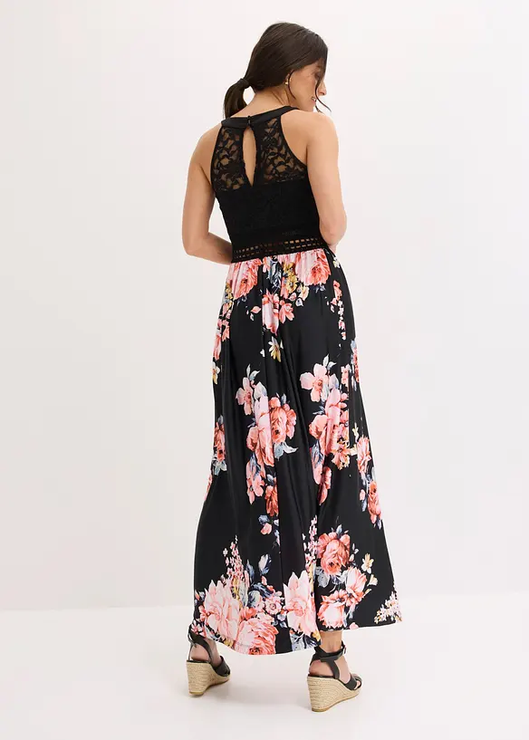 Maxikleid mit Spitze in schwarz von hinten (Totalaufnahme) - bonprix Maxikleid mit Spitze in schwarz von hinten (Totalaufnahme) - bonprix