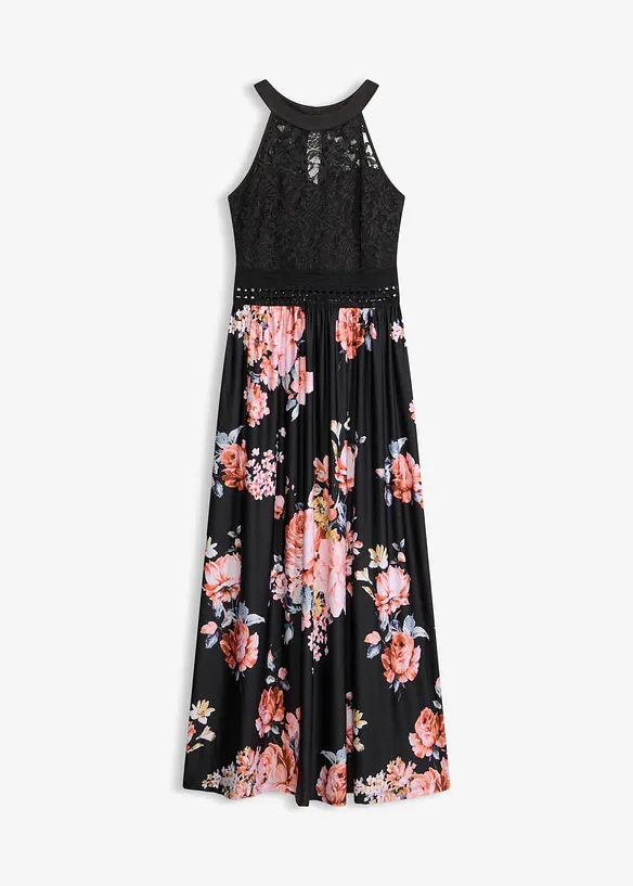 Maxikleid mit Spitze in schwarz von vorne - bonprix Maxikleid mit Spitze in schwarz von vorne - bonprix