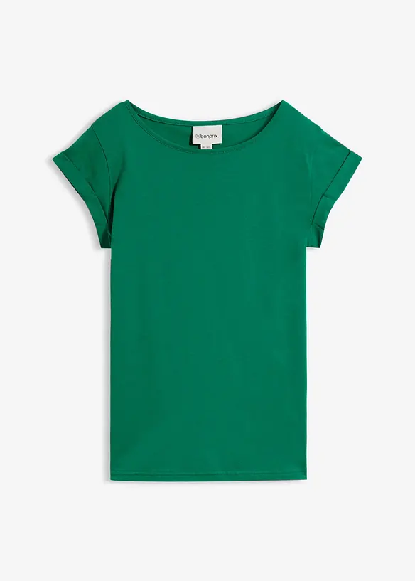 T-Shirt aus reiner Baumwolle in grün von vorne - bonprix