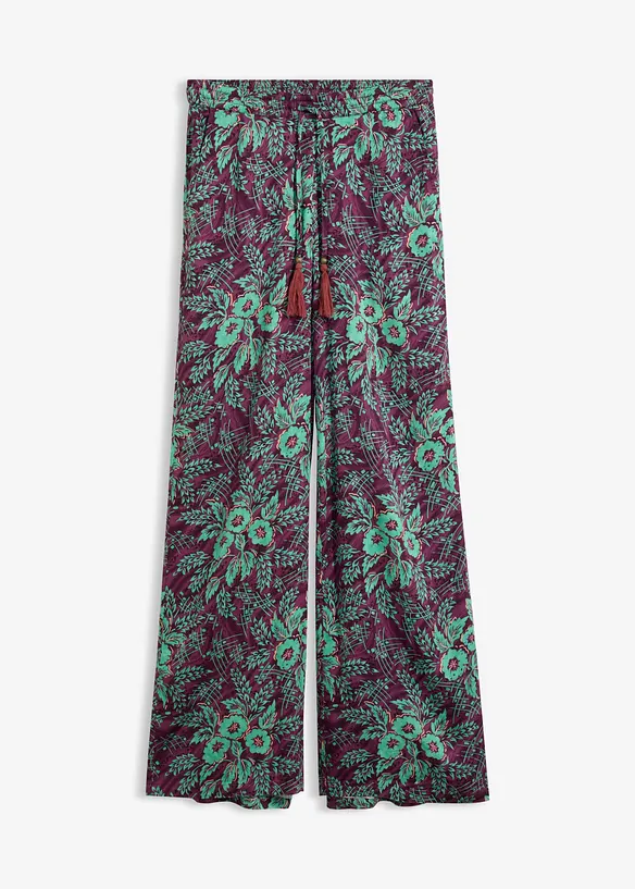 Palazzo-Hose aus fließender Viskose in lila von vorne - bonprix