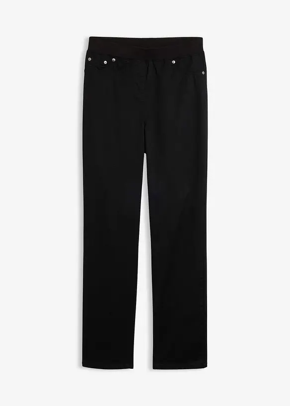 Twill-Treggings aus elastischem Baumwoll-Mix in schwarz von vorne - bonprix