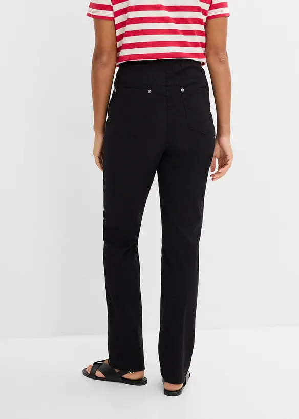 Twill-Treggings aus elastischem Baumwoll-Mix in schwarz von hinten - bonprix
