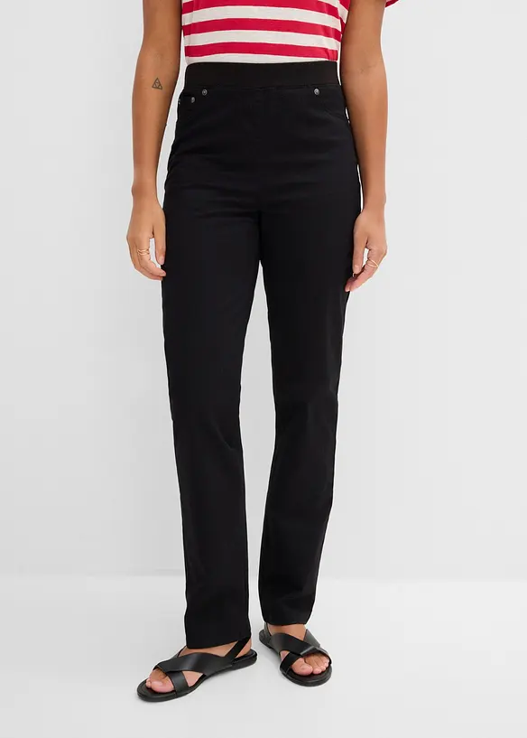 Twill-Treggings aus elastischem Baumwoll-Mix in schwarz von vorne - bonprix