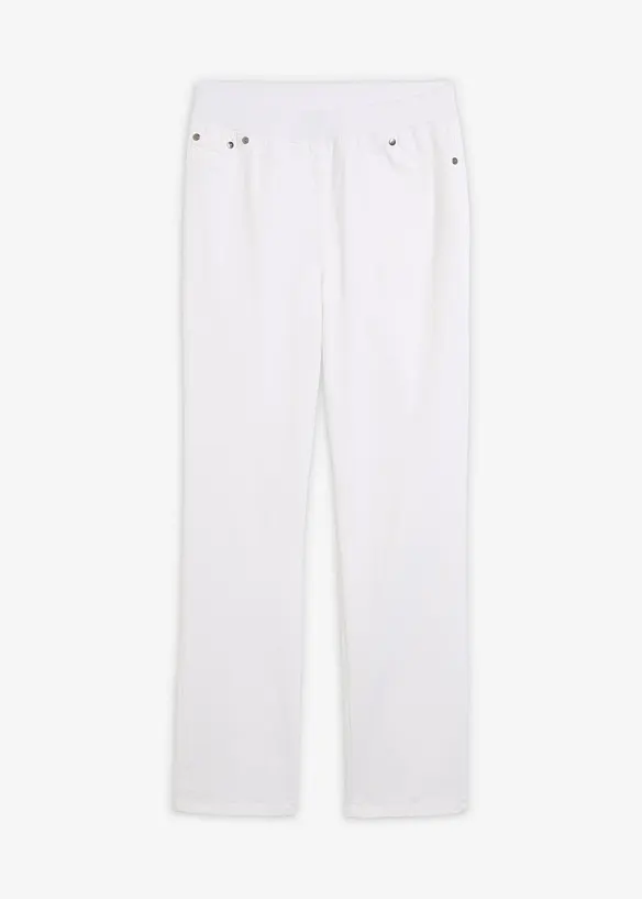 Twill-Treggings aus elastischem Baumwoll-Mix in weiß von vorne - bonprix