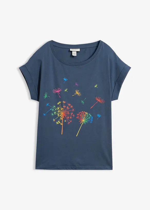 T-Shirt mit floralem Print in blau von vorne - bonprix T-Shirt mit floralem Print in blau von vorne - bonprix