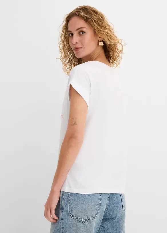 T-Shirt mit floralem Print in weiß von hinten (im Anschnitt) - bonprix T-Shirt mit floralem Print in weiß von hinten (im Anschnitt) - bonprix