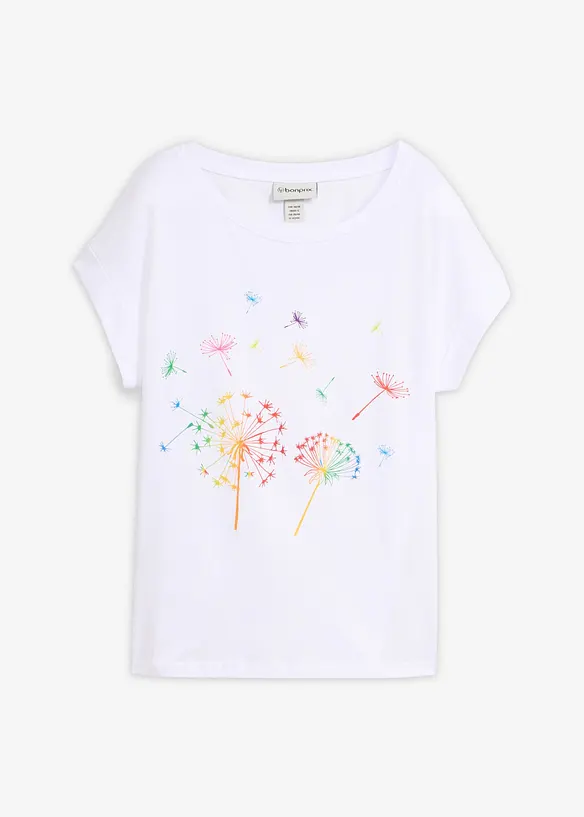 T-Shirt mit floralem Print in weiß von vorne - bonprix T-Shirt mit floralem Print in weiß von vorne - bonprix