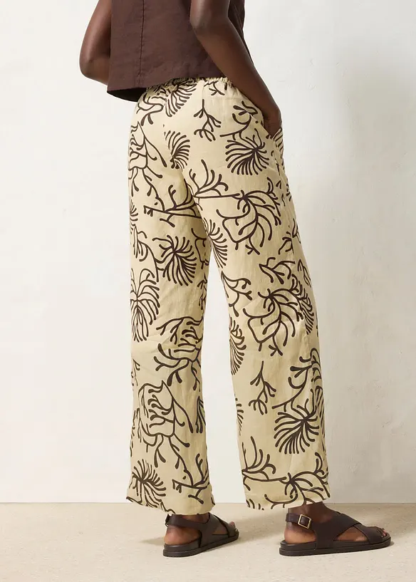 Marlenehose aus reinem Leinen in beige von hinten - bonprix