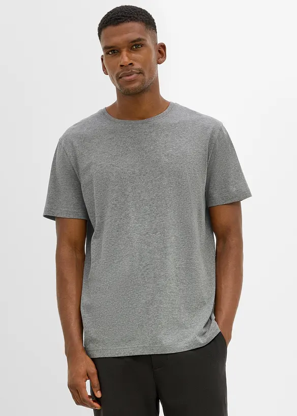 T-Shirt in Regular Fit (3er Pack) in blau von vorne (im Anschnitt) - bonprix