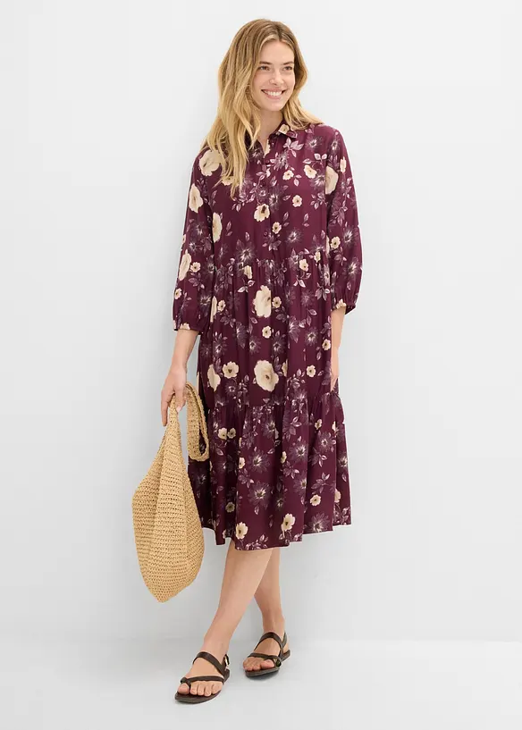 Tunika-Kleid aus fließender Viskose in rot von vorne (Totalaufnahme) - bonprix