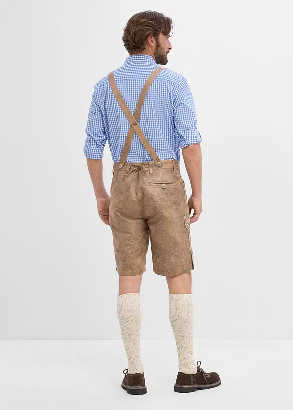 Trachtenhose aus Lederimitat in braun von hinten - bonprix
