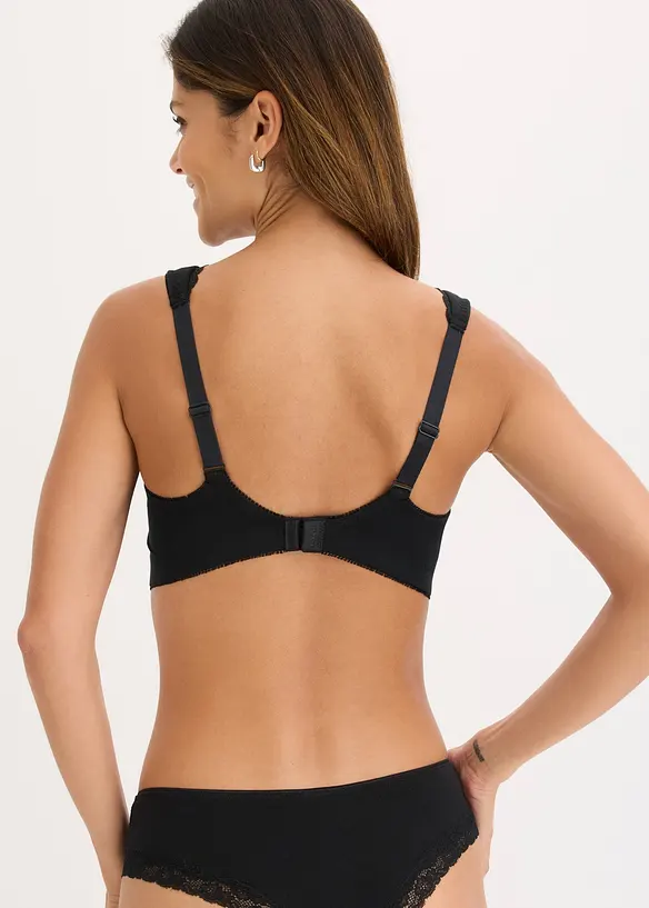 Minimizer T-Shirt-BH ohne Bügel mit Bio-Baumwolle (2er Pack) in schwarz von hinten (im Anschnitt) - bonprix