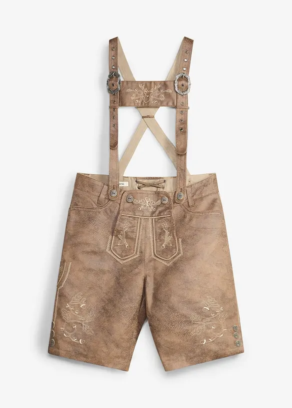 Trachtenhose aus Lederimitat in braun von vorne - bonprix
