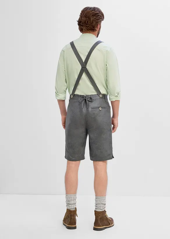 Trachtenhose aus Lederimitat in grau von hinten - bonprix