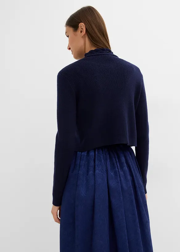 Trachten-Strickjacke in blau von hinten (im Anschnitt) - bonprix