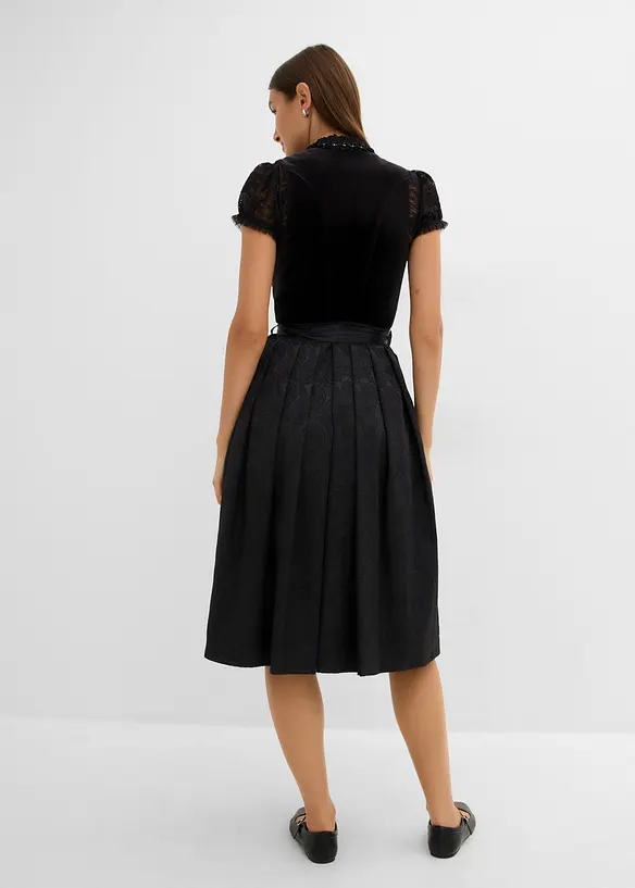 Dirndl mit Samtrock (2-tlg.Set) in schwarz von hinten (Totalaufnahme) - bonprix Dirndl mit Samtrock (2-tlg.Set) in schwarz von hinten (Totalaufnahme) - bonprix