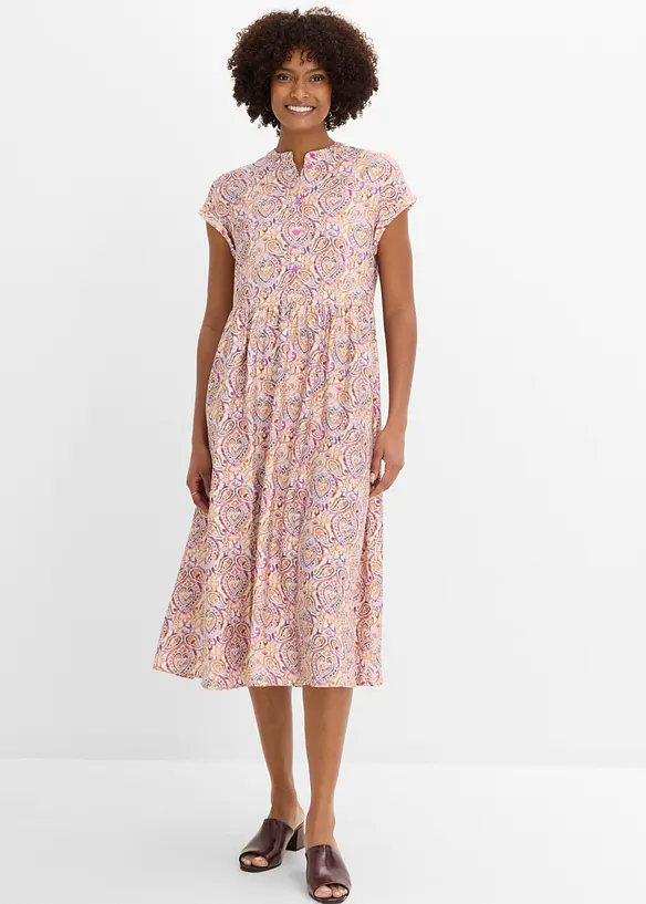 Midikleid aus Viskose-Mix in weiß von vorne (Totalaufnahme) - bonprix Midikleid aus Viskose-Mix in weiß von vorne (Totalaufnahme) - bonprix