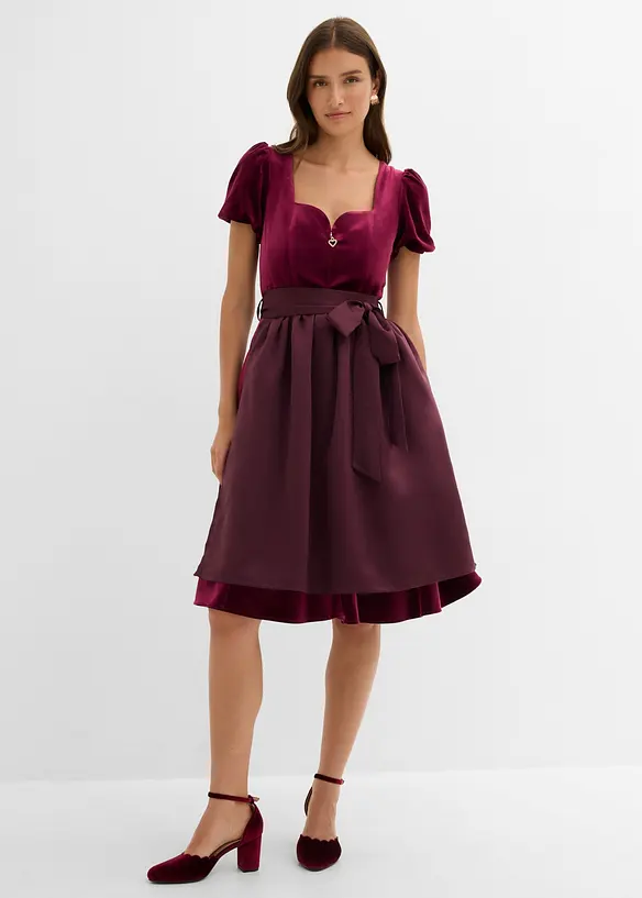 Dirndl und Schürze (2-tlg.Set) in rot von vorne (Totalaufnahme) - bonprix Dirndl und Schürze (2-tlg.Set) in rot von vorne (Totalaufnahme) - bonprix