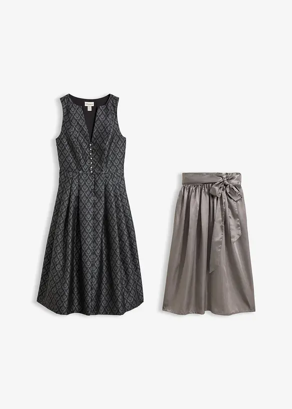 Dirndl mit Schürze (Doppelpack 2-tlg. Set) in grau von vorne - bonprix Dirndl mit Schürze (Doppelpack 2-tlg. Set) in grau von vorne - bonprix