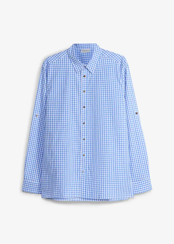 Trachtenhemd in Regular Fit in blau von vorne - bonprix