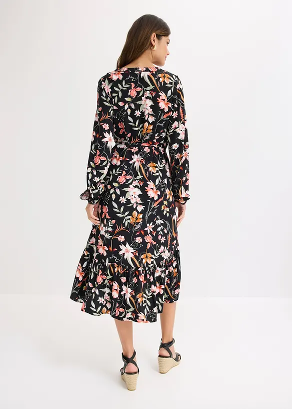 Midikleid aus fliessender Viskose in schwarz von hinten (Totalaufnahme) - bonprix Midikleid aus fliessender Viskose in schwarz von hinten (Totalaufnahme) - bonprix