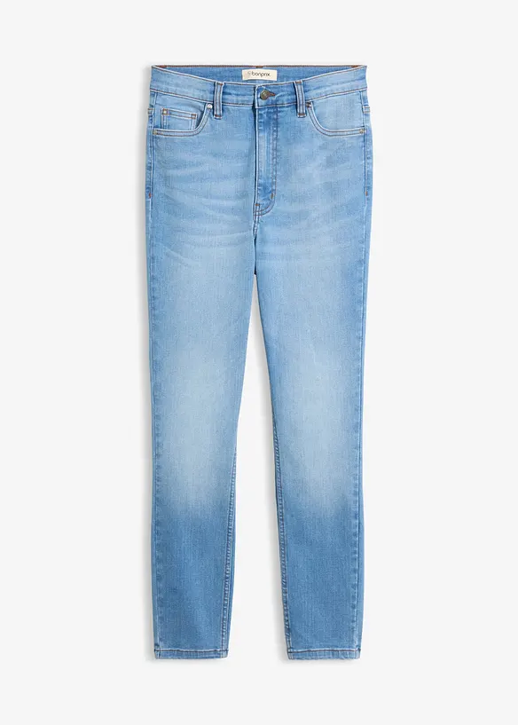 Skinny-Jeans High Waist cropped in blau von vorne - bonprix Skinny-Jeans High Waist cropped in blau von vorne - bonprix