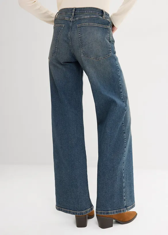 Wide-Leg-Jeans, High Waist in blau von hinten - bonprix