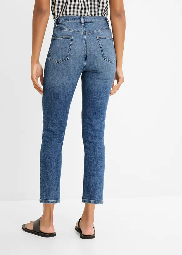 Slim-Fit-Jeans High Waist cropped in blau von hinten - bonprix Slim-Fit-Jeans High Waist cropped in blau von hinten - bonprix