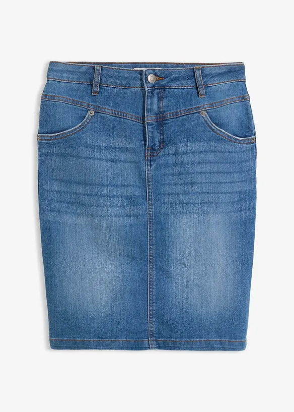 Stretch-Jeansrock in blau von vorne - bonprix Stretch-Jeansrock in blau von vorne - bonprix