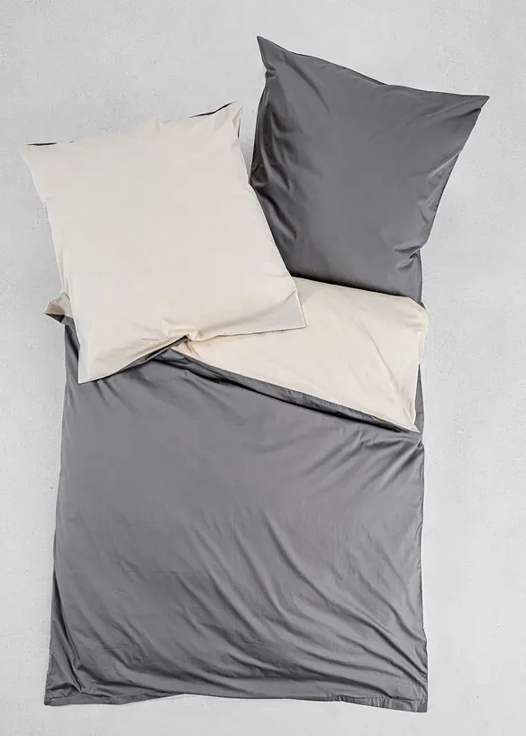 Wendbare Perkal-Bettwäsche in beige von vorne - bonprix