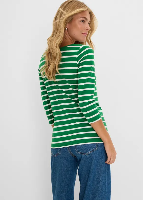 Langarmshirt mit reiner Bio-Baumwolle in grün von hinten (im Anschnitt) - bonprix