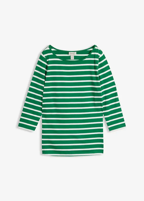 Langarmshirt mit reiner Bio-Baumwolle in grün von vorne - bonprix