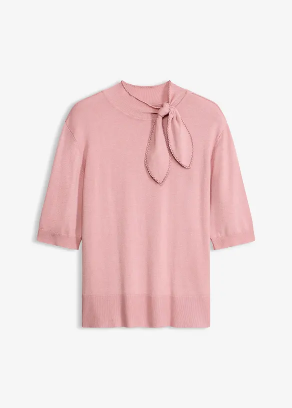 Feinstrickpullover aus softem Viskose-Mix in rosa von vorne - bonprix