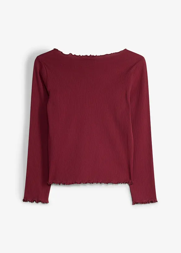 Langarmshirt in Rippstruktur aus reiner Bio-Baumwolle in rot von hinten - bonprix