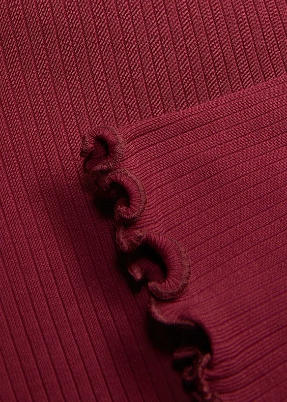 Langarmshirt in Rippstruktur aus reiner Bio-Baumwolle in rot - bonprix