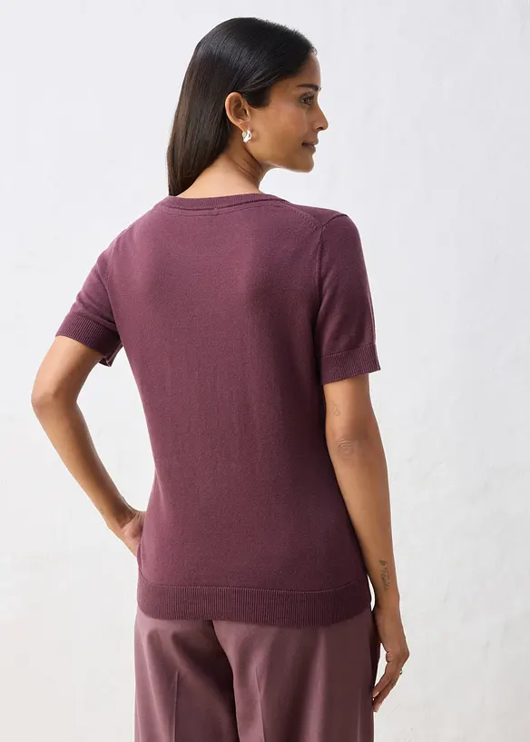 Feinstrickpullover aus weichem Woll-Mix in lila von hinten (im Anschnitt) - bonprix Feinstrickpullover aus weichem Woll-Mix in lila von hinten (im Anschnitt) - bonprix