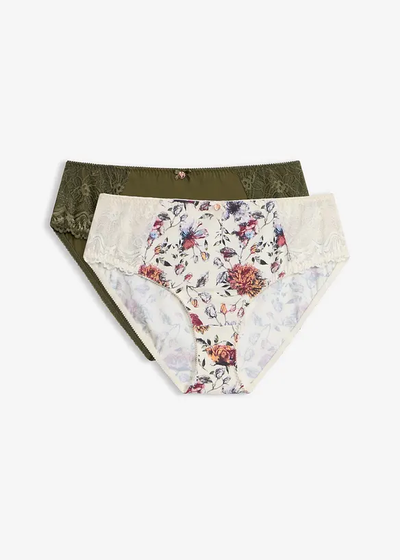 Maxislip mit floralem Druck (2er Pack) in weiß von vorne - bonprix