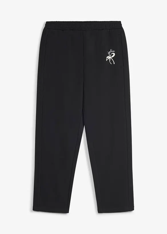 Sweathose Wide-Leg aus reiner Bio-Baumwolle in schwarz von vorne - bonprix