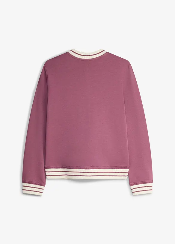 Sweatjacke aus reiner Bio-Baumwolle in lila von hinten - bonprix