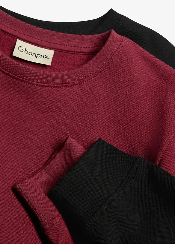 Sweatshirt aus weicher Bio Baumwolle (2er Pack) in schwarz - bonprix Sweatshirt aus weicher Bio Baumwolle (2er Pack) in schwarz - bonprix