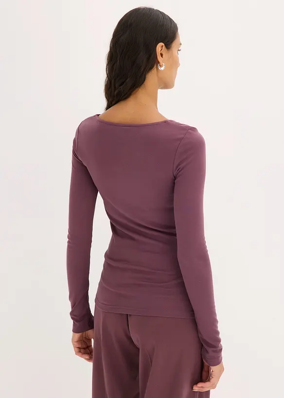 Langarmshirt mit Carré-Ausschnitt in lila von hinten (im Anschnitt) - bonprix