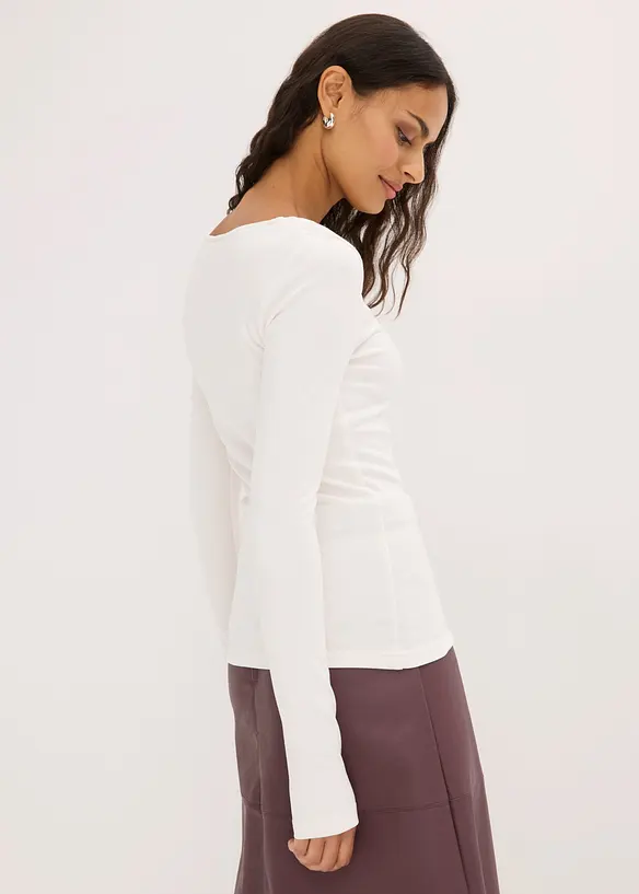 Langarmshirt mit Carré-Ausschnitt in weiß von hinten (im Anschnitt) - bonprix Langarmshirt mit Carré-Ausschnitt in weiß von hinten (im Anschnitt) - bonprix