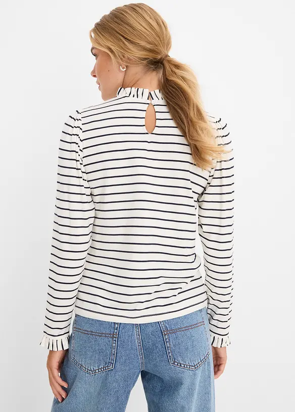 Langarmshirt mit Rüschen in weiß von hinten (im Anschnitt) - bonprix Langarmshirt mit Rüschen in weiß von hinten (im Anschnitt) - bonprix