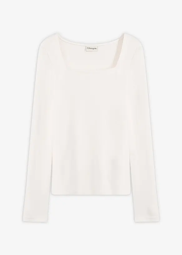 Langarmshirt mit Carré-Ausschnitt in weiß von vorne - bonprix Langarmshirt mit Carré-Ausschnitt in weiß von vorne - bonprix